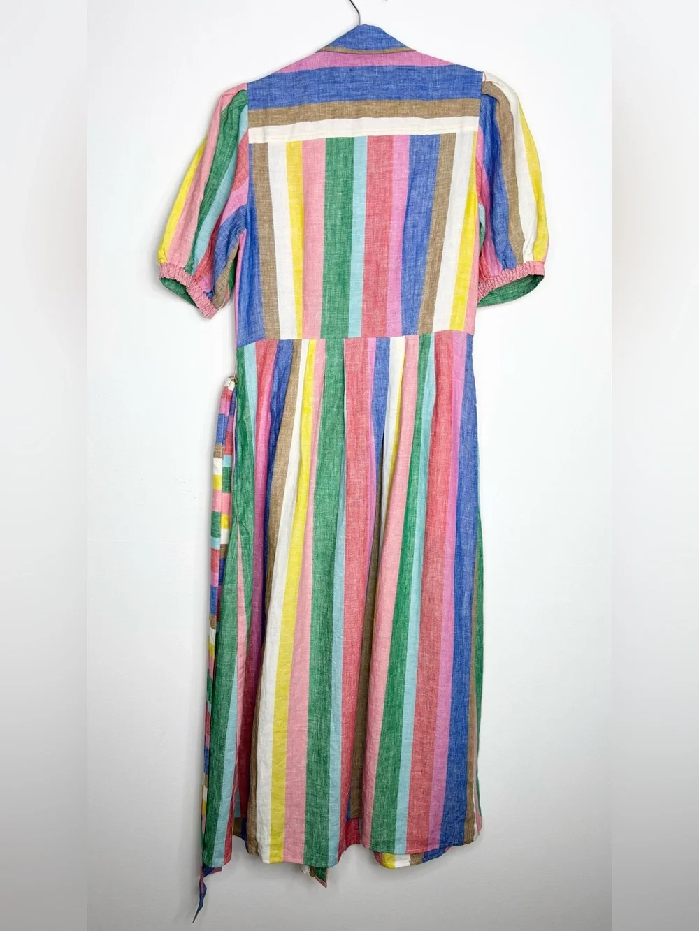 Boden Alexa Stripe Linen Maxi Shirt Dress Pink Multi Size 6R - Picture 11 of 16